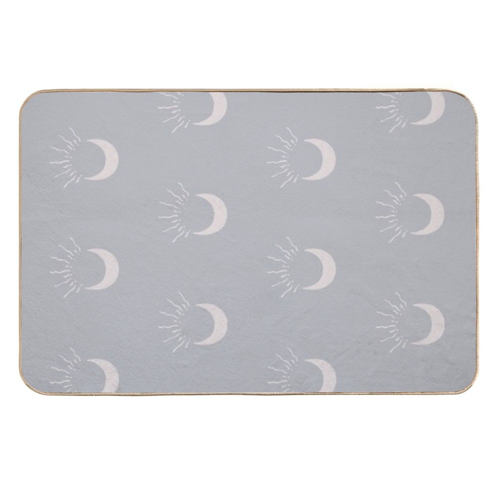 Cute Sun And Moon Design Boho Aesthetic In Muted Colors Stone Blue  Slip-Resistant Bath Mat