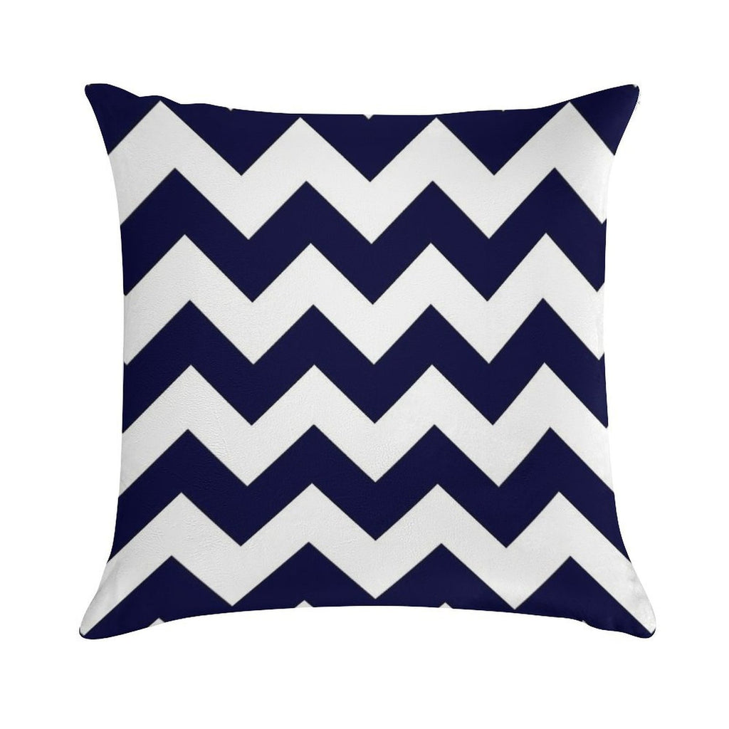 Navy Blue And White Chevron Stripes Soft Home Decor Throw Pillow