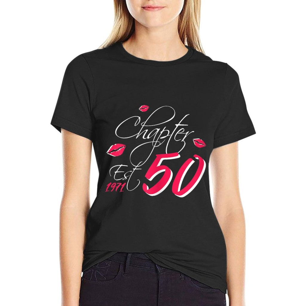 Womens Chapter 50 Est 1971 Women's 50th Birthday Beautiful Design  Easy-care T-Shirt