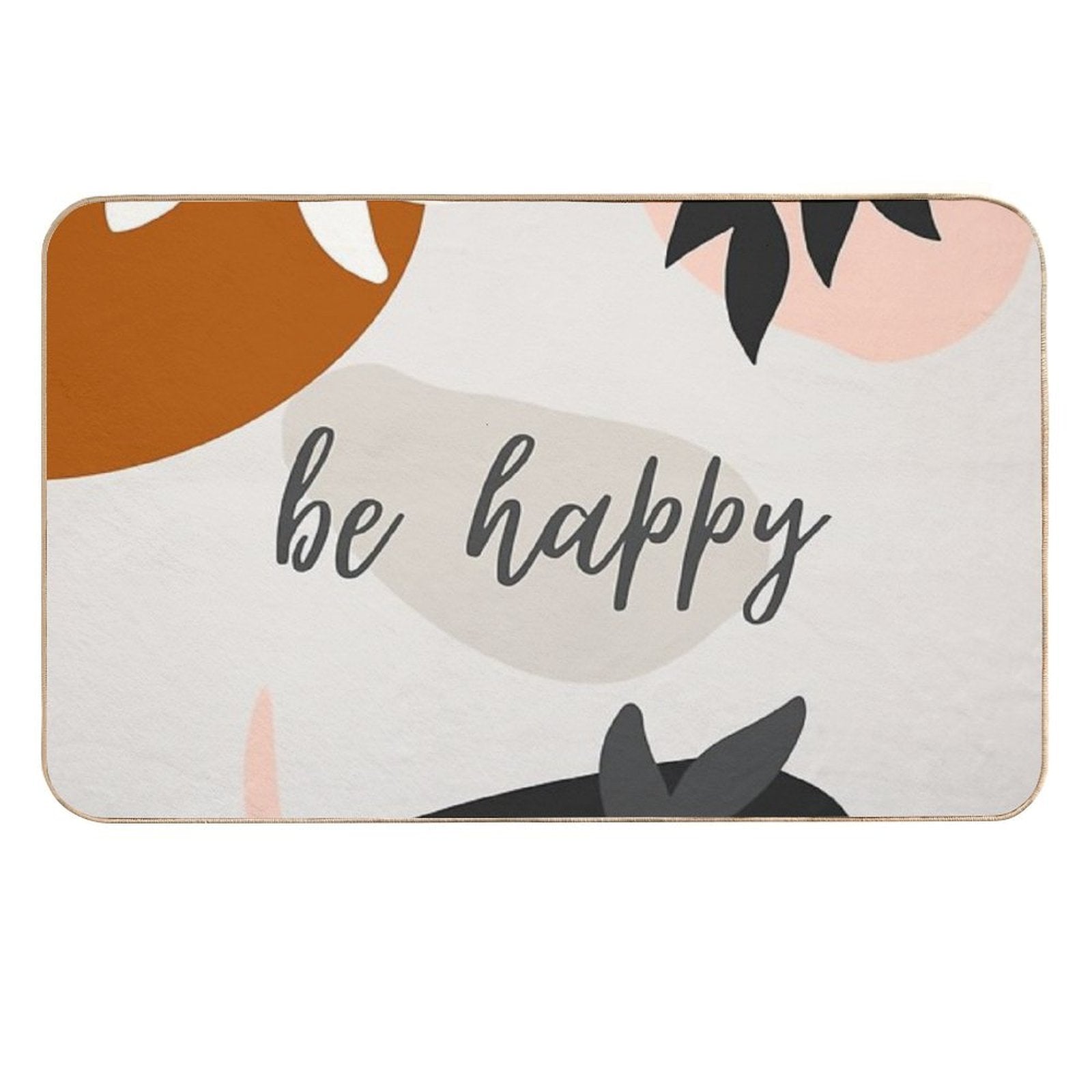 Be Happy -Boho- Modern Art - Abstract  Odorless Bath Mat