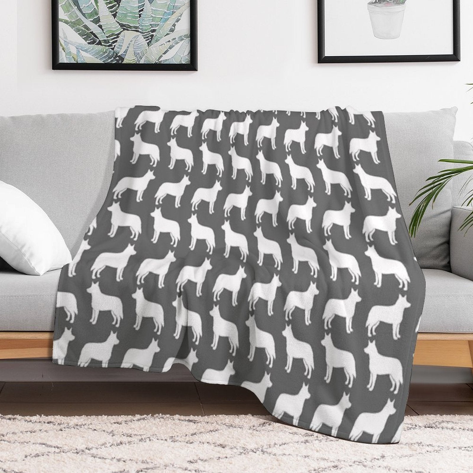 Australian Cattle Dog Silhouette(s) Gift-ready Throw Blanket