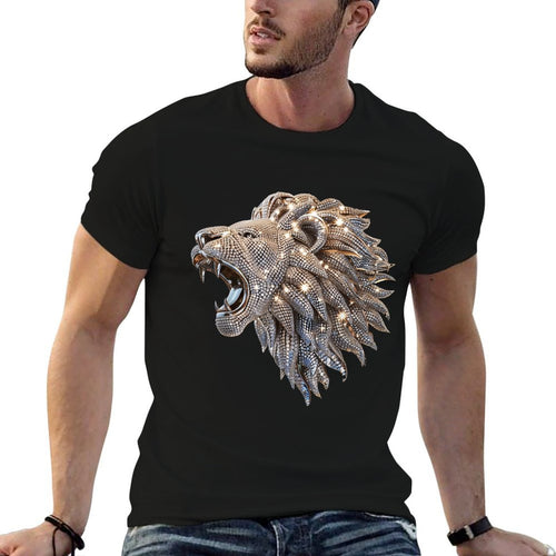 3D Lion Abstract Art Diamonds Roaring King of The Jungle  Breathable T-Shirt