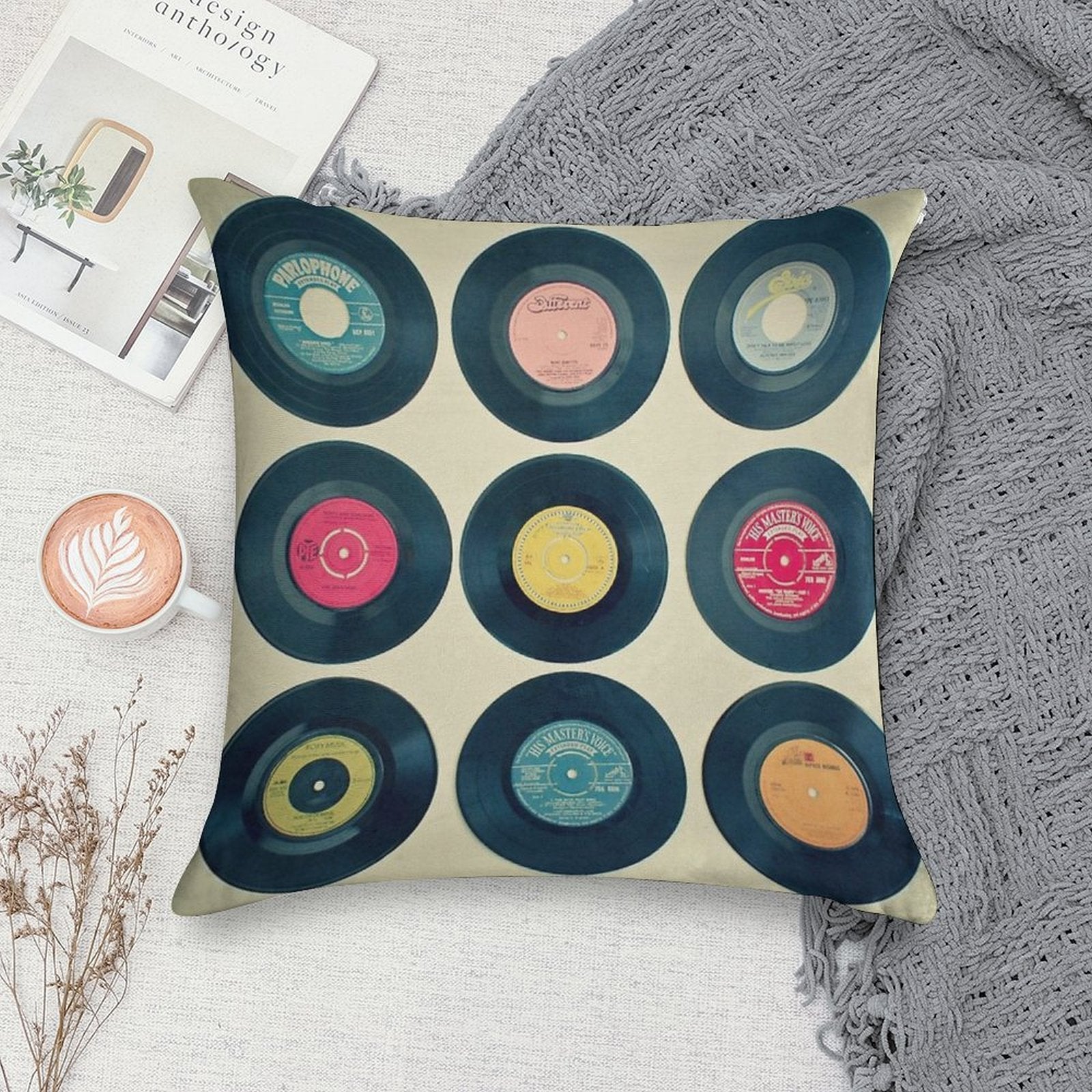 Vinyl Collection Soft Anti-Pilling Throw Pillow