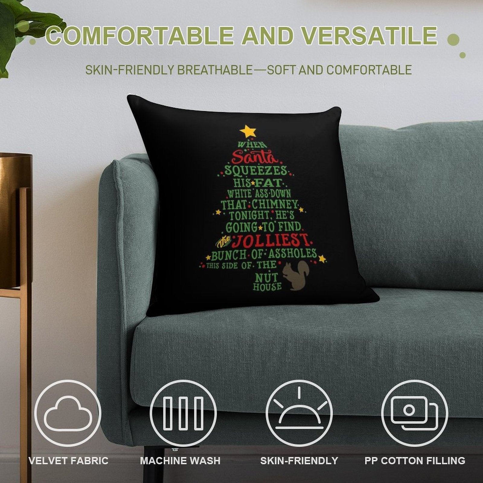 Jolliest Bunch of A-holes Soft Shrink-Resistant Throw Pillow