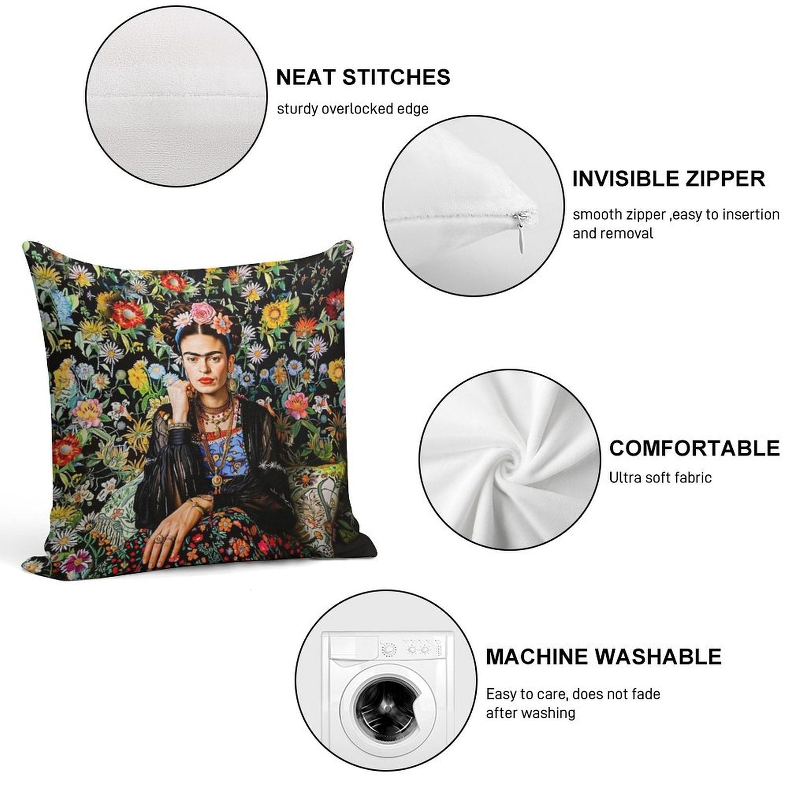 Frida Kahlo Flowers Soft Warmth Comfort Throw Pillow
