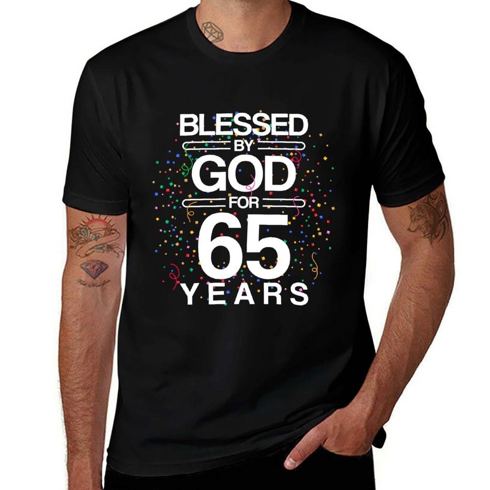 Blessed By God For 65 Year Old Bday 65th Birthday Crew Party  Eco-friendly Material T-Shirt
