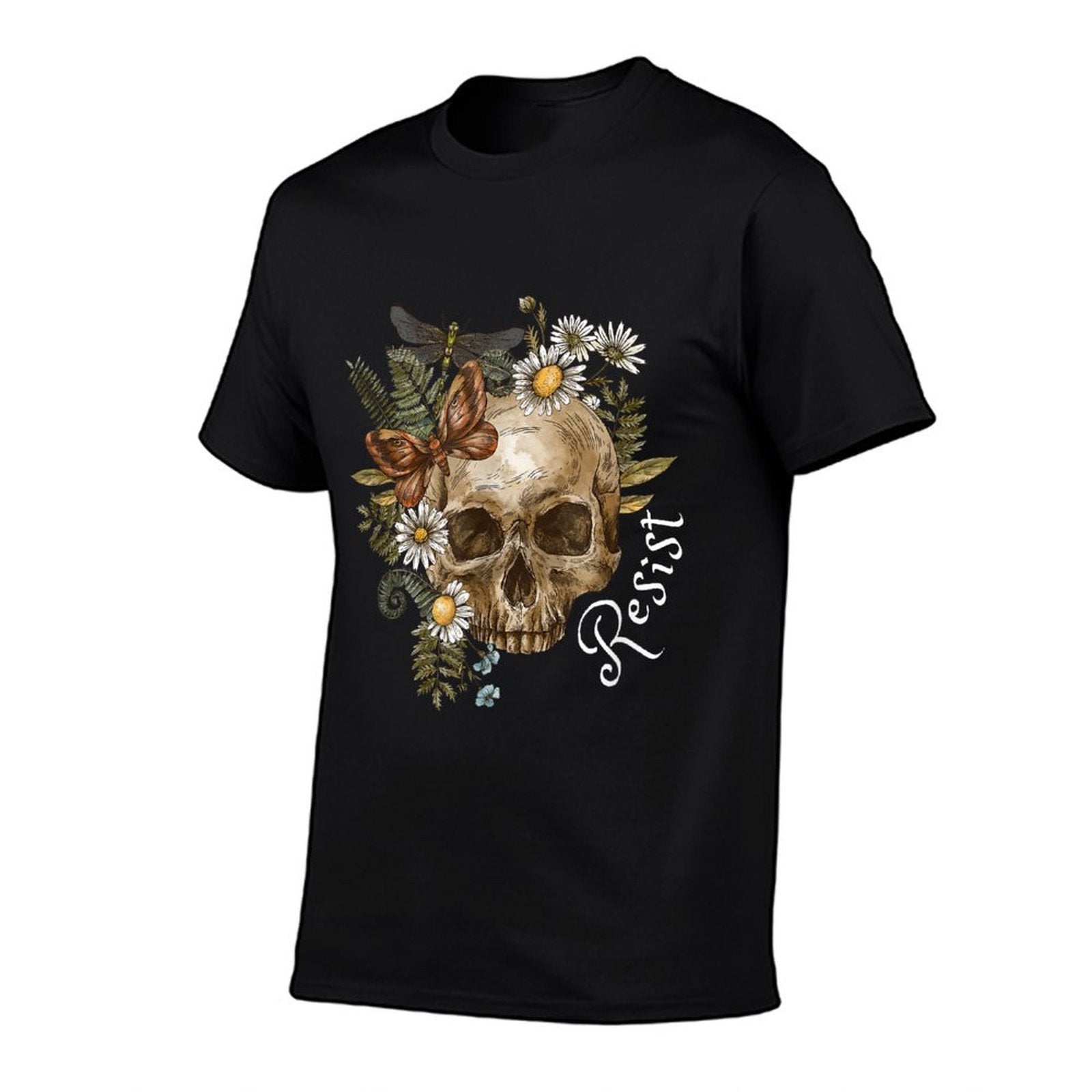 Resist Subtle Anti Trump Skull Floral Botanical Protest Comfortable T-Shirt