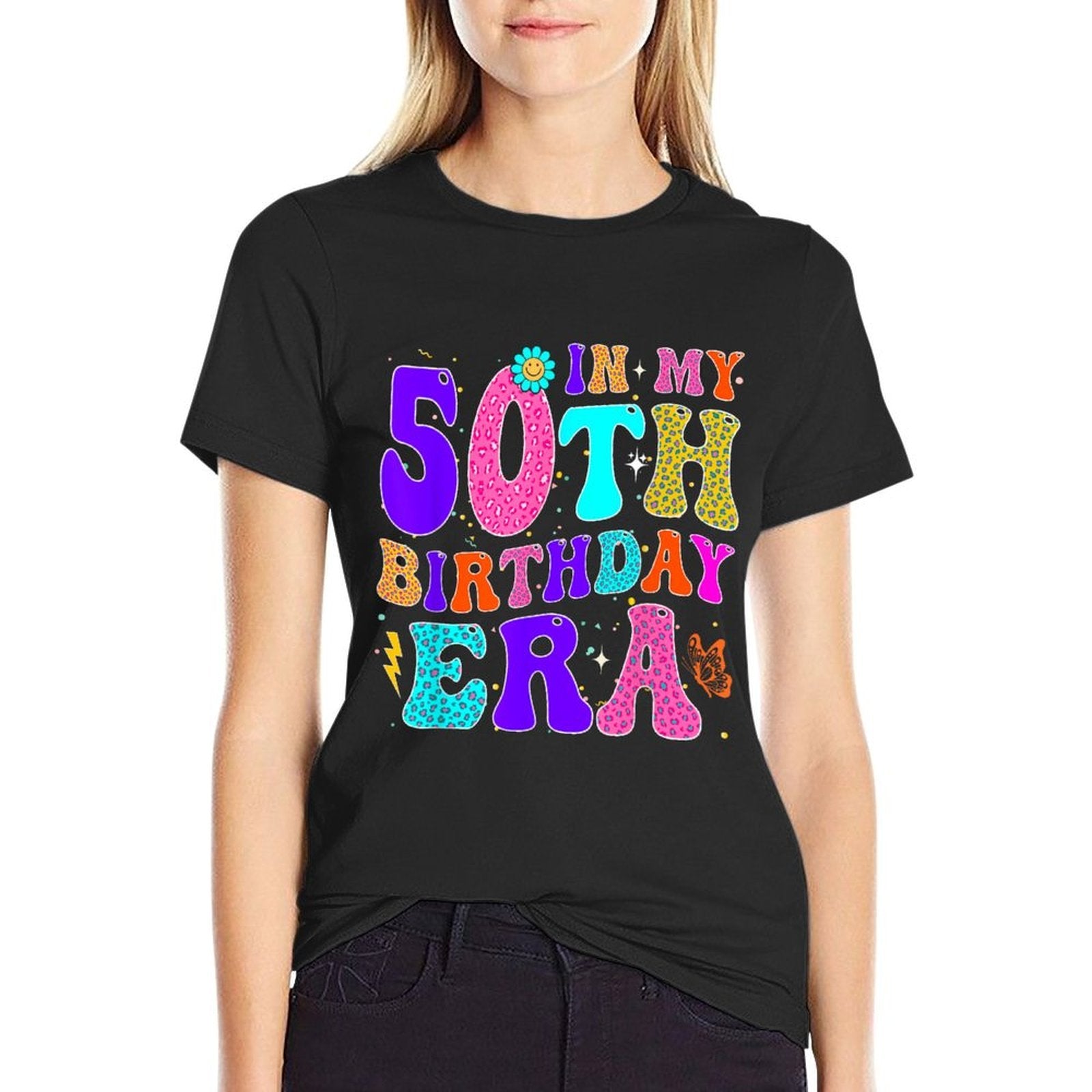 In My 50th Birthday Era Girl Groovy 50 Year Old Bday Apparel  Durable T-Shirt