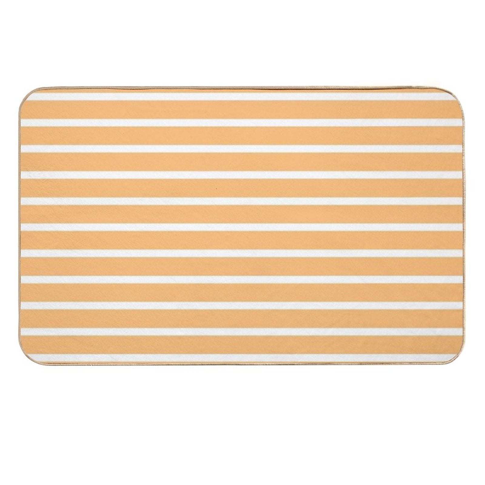 Apricot Orange And White Horizontal Stripes  Easy To Clean Bath Mat