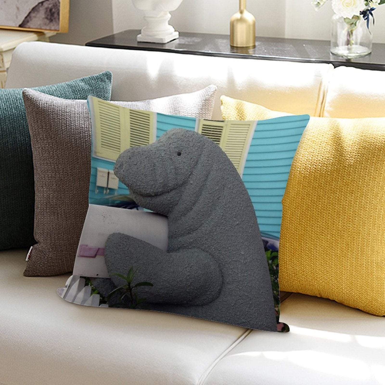Manatee Mailbox Soft Shrink-Resistant Throw Pillow