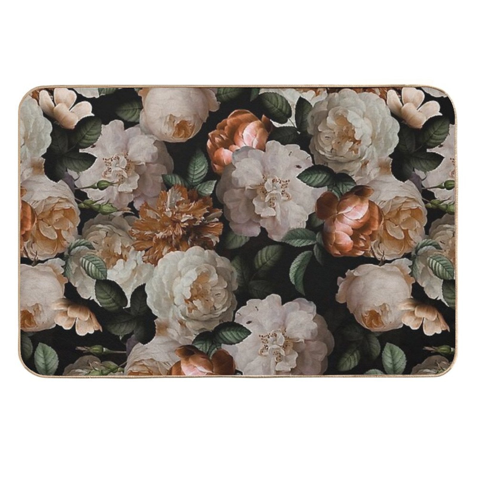 Antique Jan Davidsz. De Heem Lush Roses Flowers On Black Botanical Night GardenPattern Nightgarden  Fade-Resistant Bath Mat