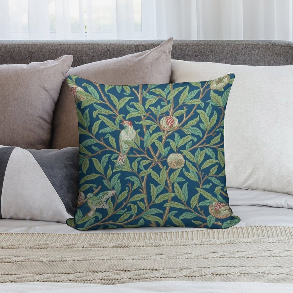 William Morris Pomegranate Fruit And Bird,No,01. Soft Multiple Sizes Throw Pillow