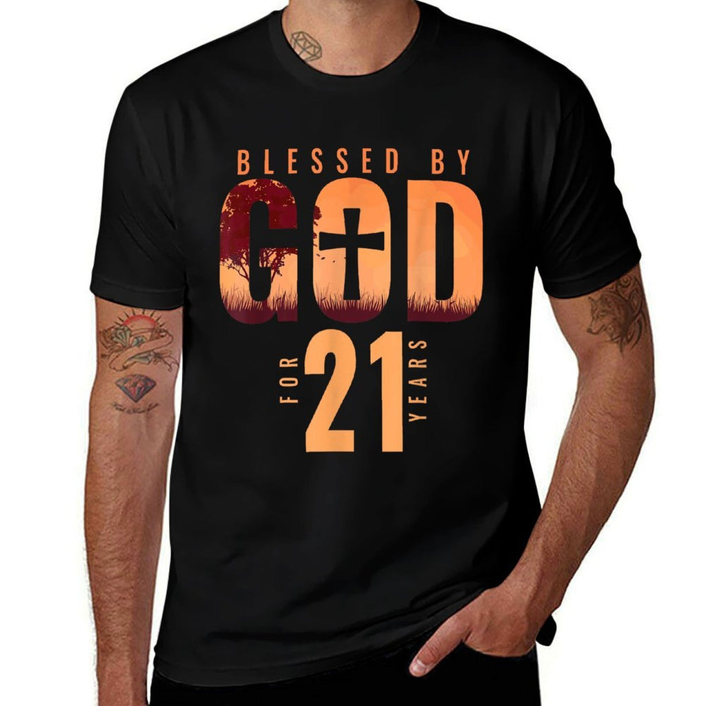 Blessed By God For 21 Years 21st Birthday Religious Theme  Vintage-inspired T-Shirt