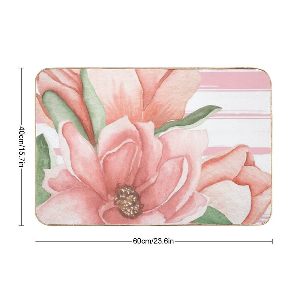 Large Print Floral Design Durable Bath Mat