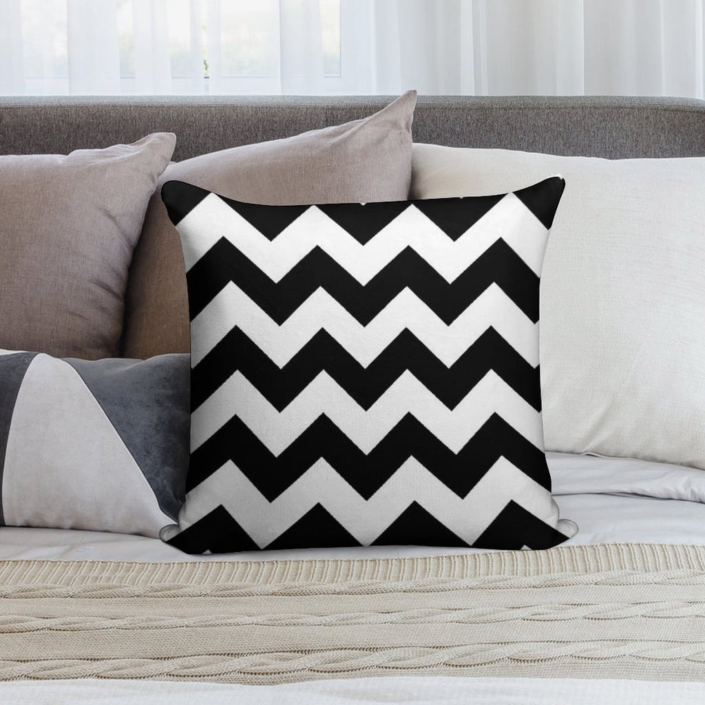 Black And White Chevron Stripes Soft Warmth Comfort Throw Pillow