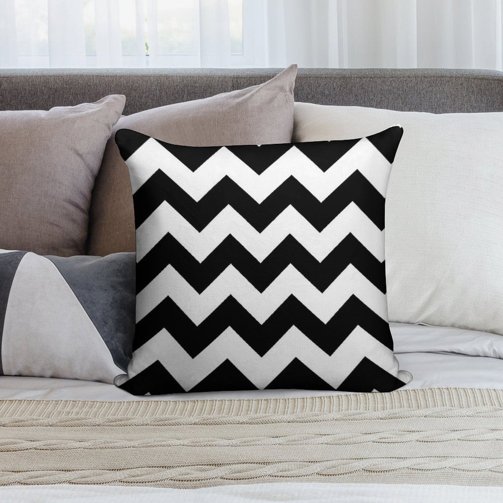 Black And White Chevron Stripes Soft Warmth Comfort Throw Pillow
