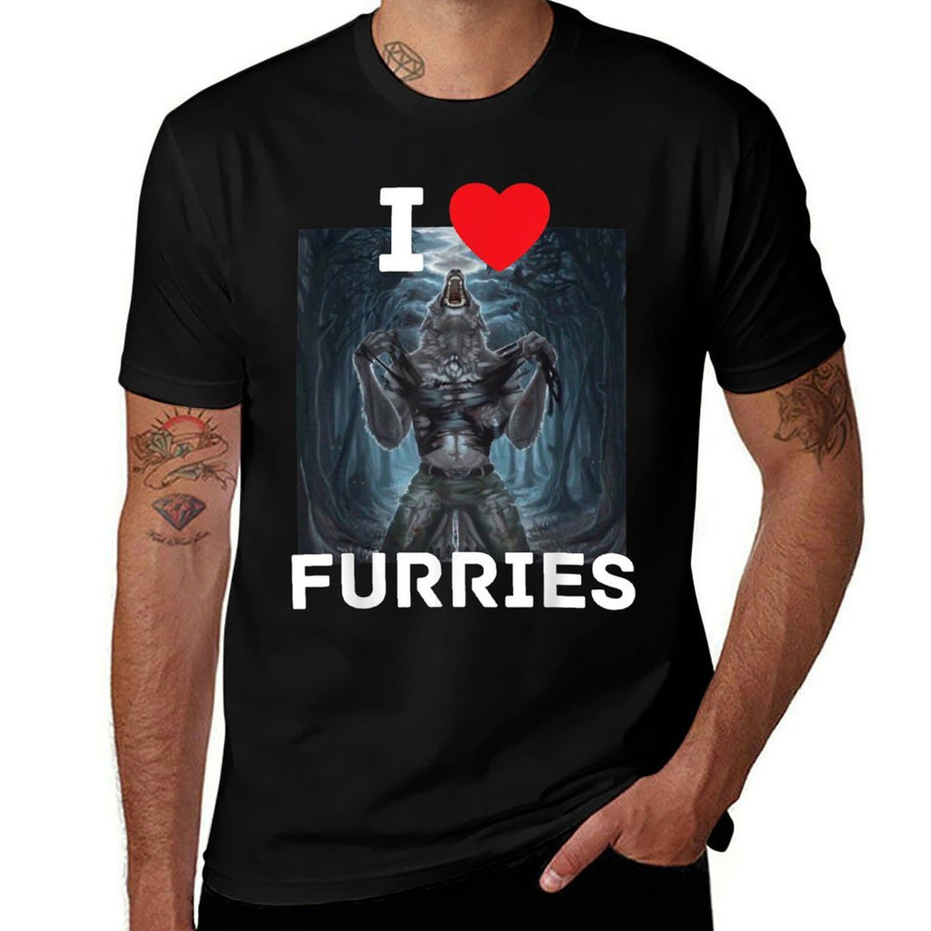 I Heart Furries Funny Cringe Alpha Werewolf Wolf Meme  Graphic-printed T-Shirt