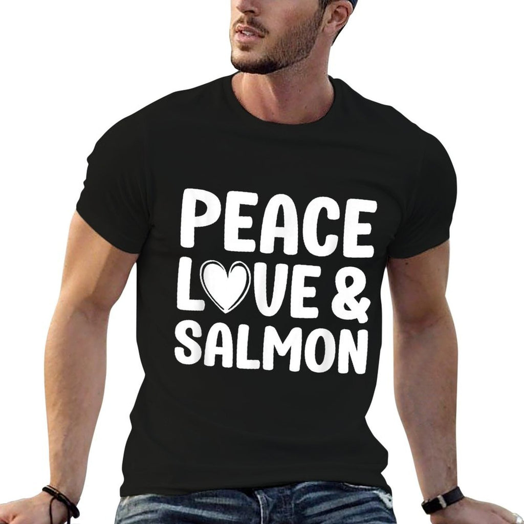 Salmon I Love Salmon Funny Food  Rolled Sleeves T-Shirt