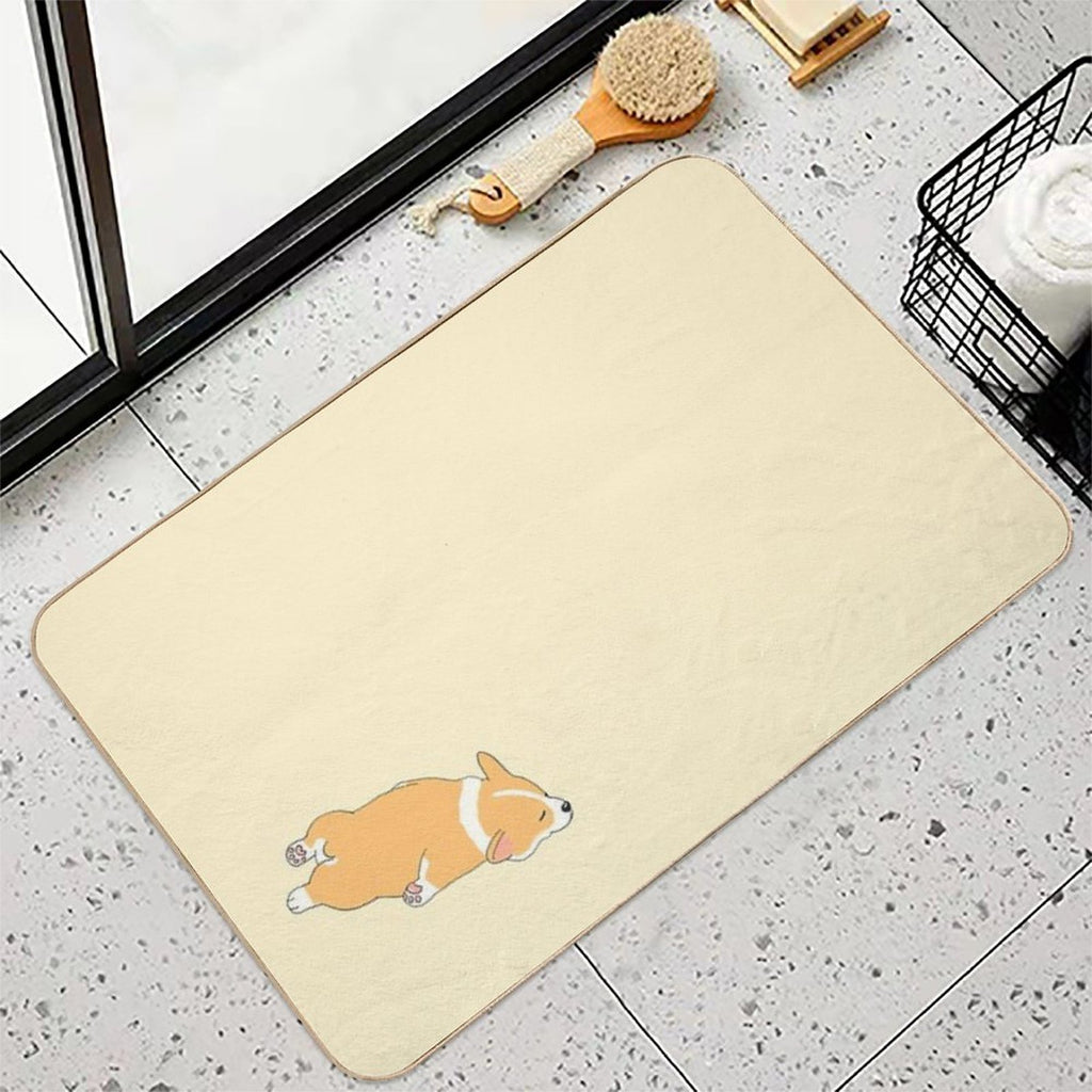 Cute Sploot Sleeping Corgi  Repositionable Bath Mat