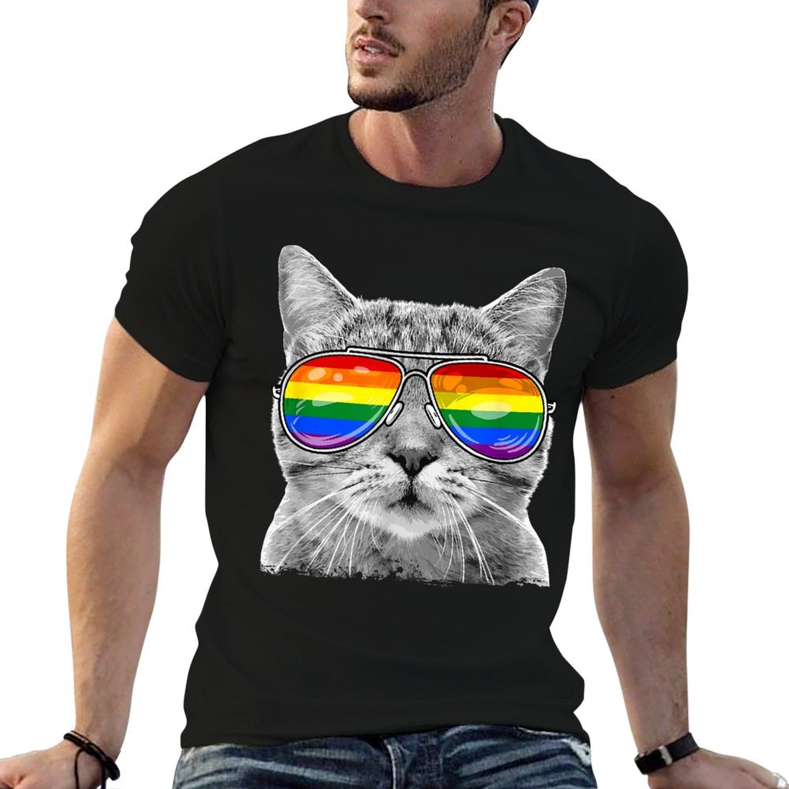 LGBTQ Purride Ally Gay Pride Rainbow Cat Kitten Lover  Durable T-Shirt