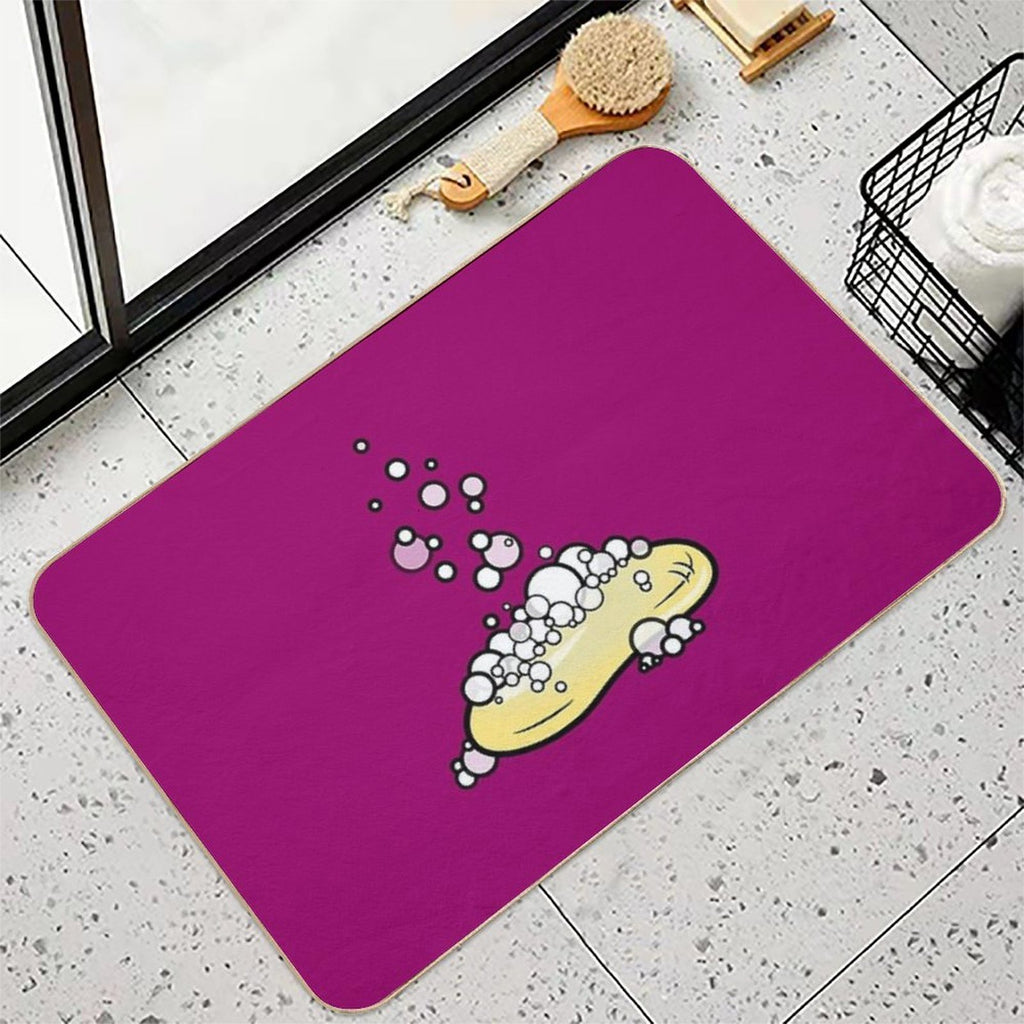 Baby Blue Soap on Purple- Colorful Bathroom Art Series  Non-Slip Bath Mat