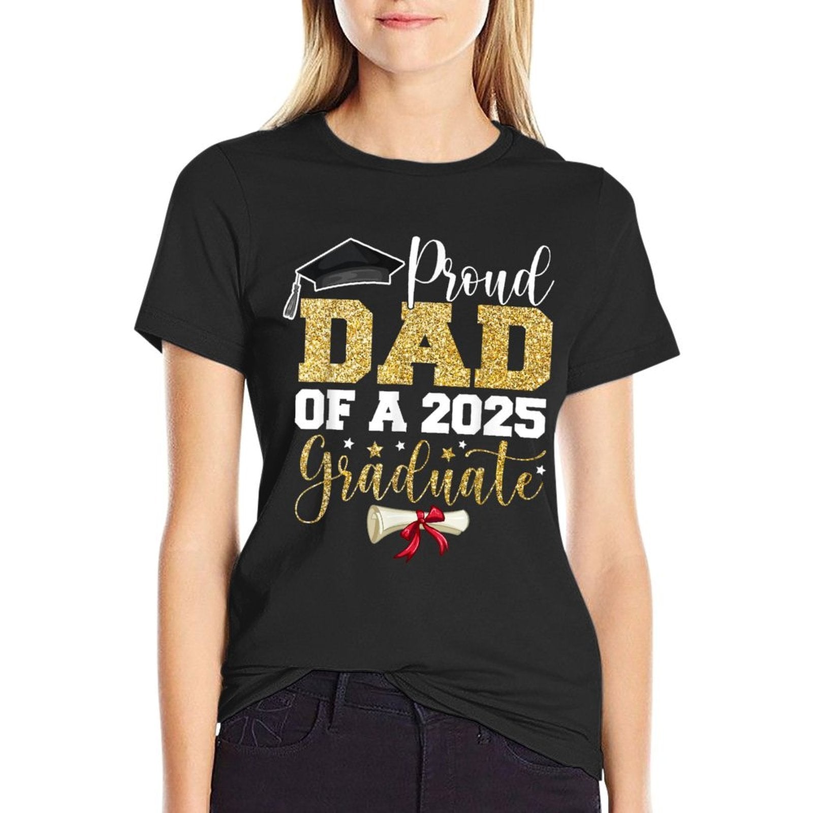 Proud Dad of A 2025 Graduate Senior Class of 2025 Graduation  Rolled Sleeves T-Shirt