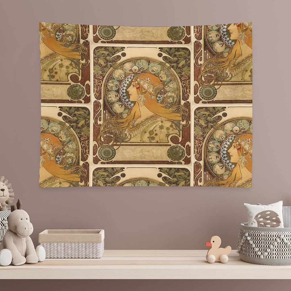 Zodiac Lady Art Nouveau Vintage Art - Alphonse Mucha Tapestry
