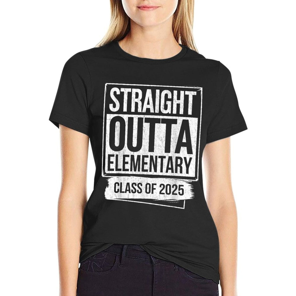 Straight Outta Elementary Graduate Class Of 2025 Graduation  Easy-care T-Shirt