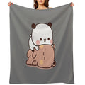 BuBu Panda And DuDu Bear Are Playing Together ❤️ Durable Throw Blanket