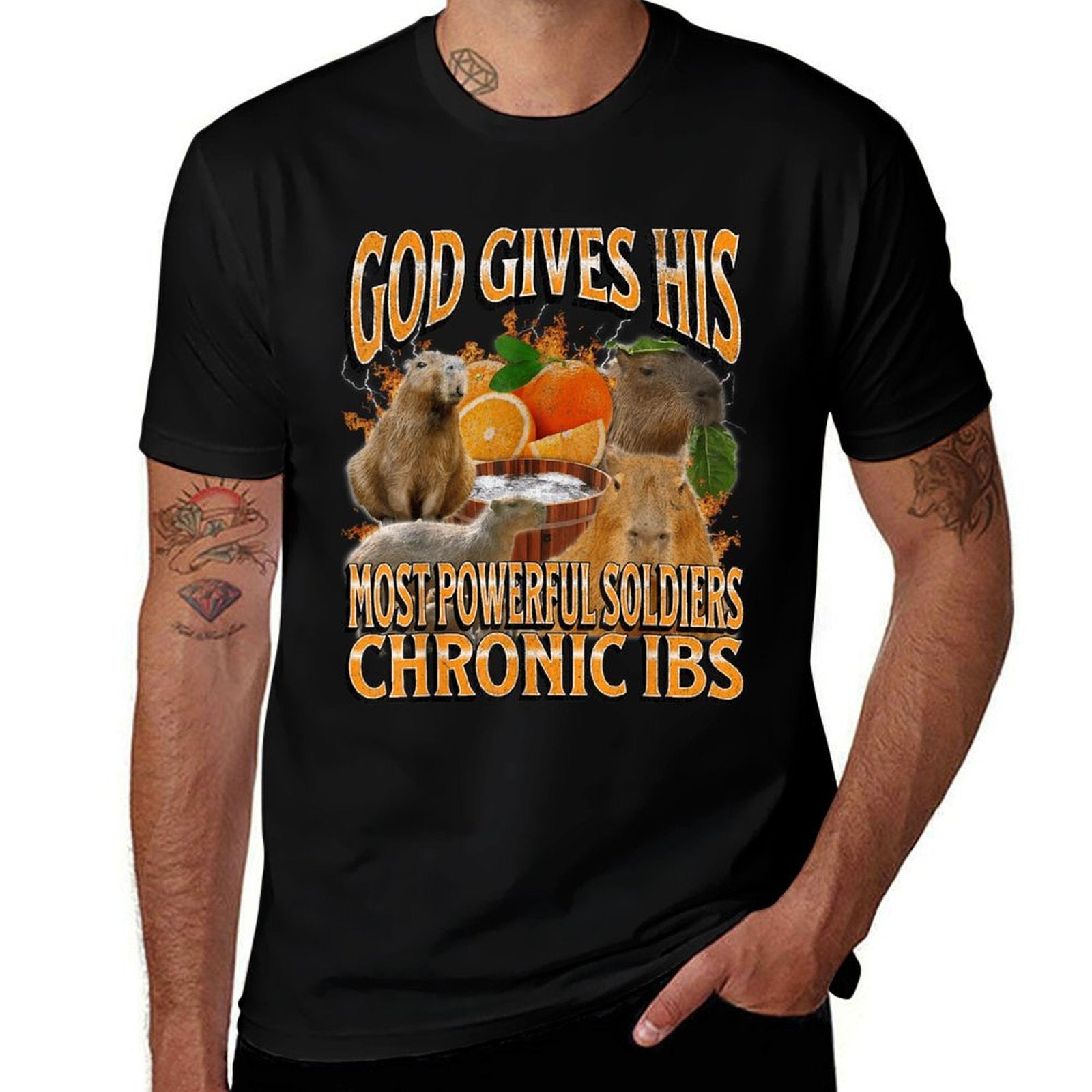 Chronic IBS Funny Capybara Meme Bootleg Y2K Graphic  Graphic-printed T-Shirt