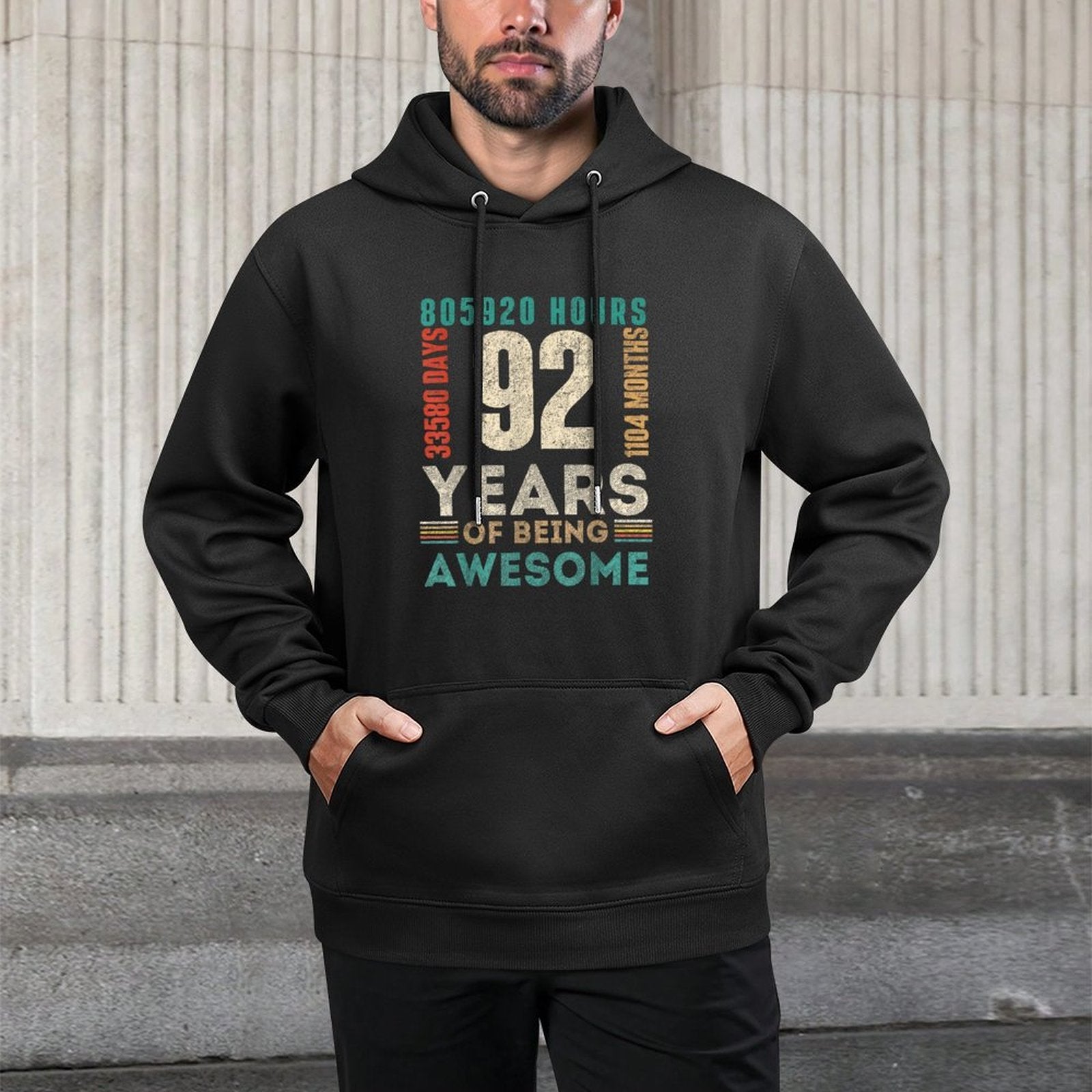 92nd Birthday Hours Days Months 92 Years Old Bday Cotton-Polyester Blend Hoodie