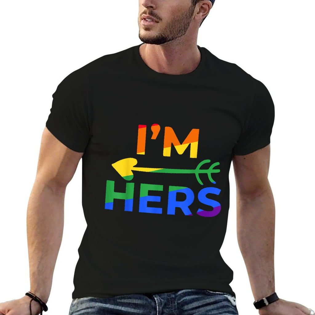 LGBT Gay Pride Im Her Shes Mine Lesbian Couple Matching  Oversized Silhouette T-Shirt