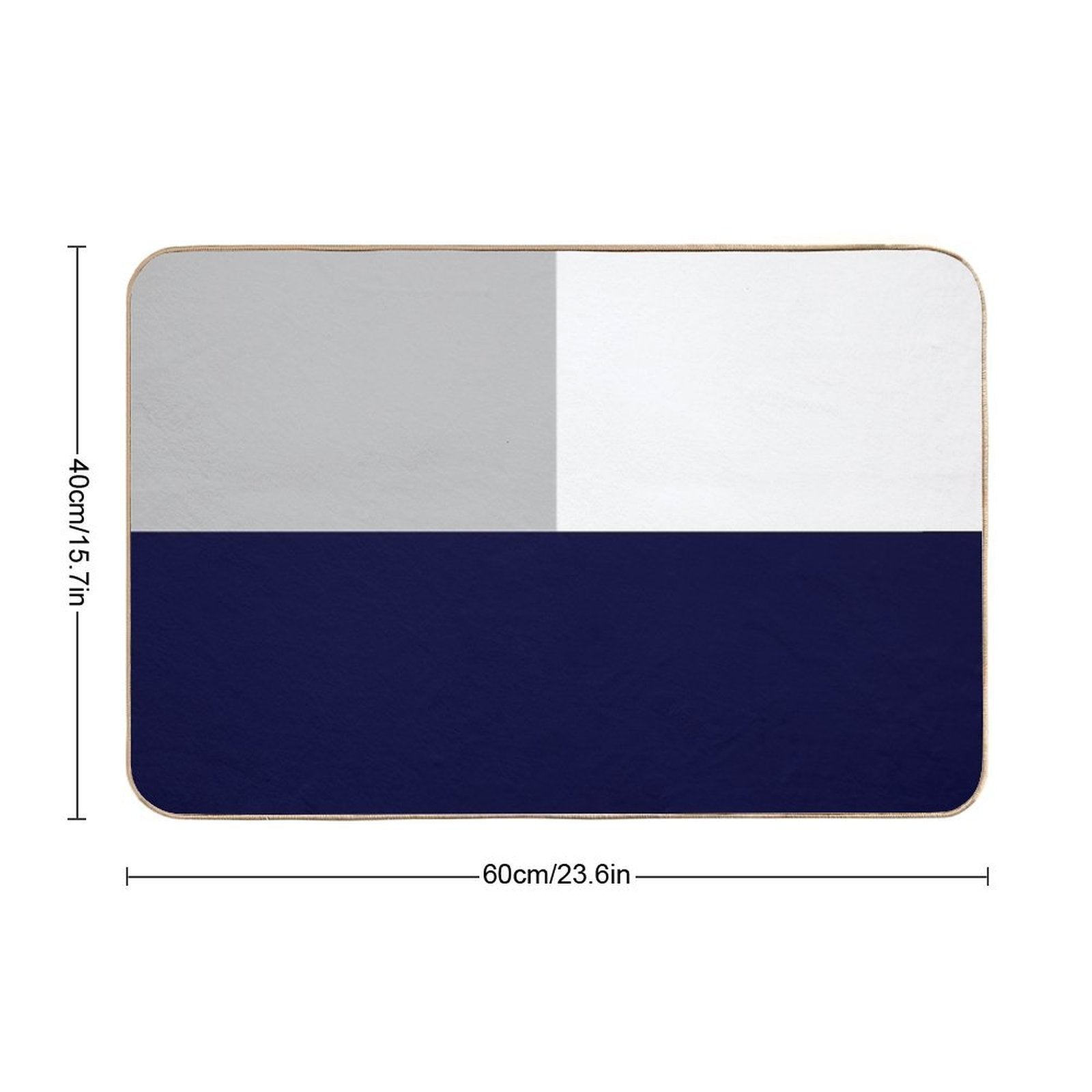 Tricolor Squares Navy Blue Silver Gray And White  Long-Lasting Bath Mat