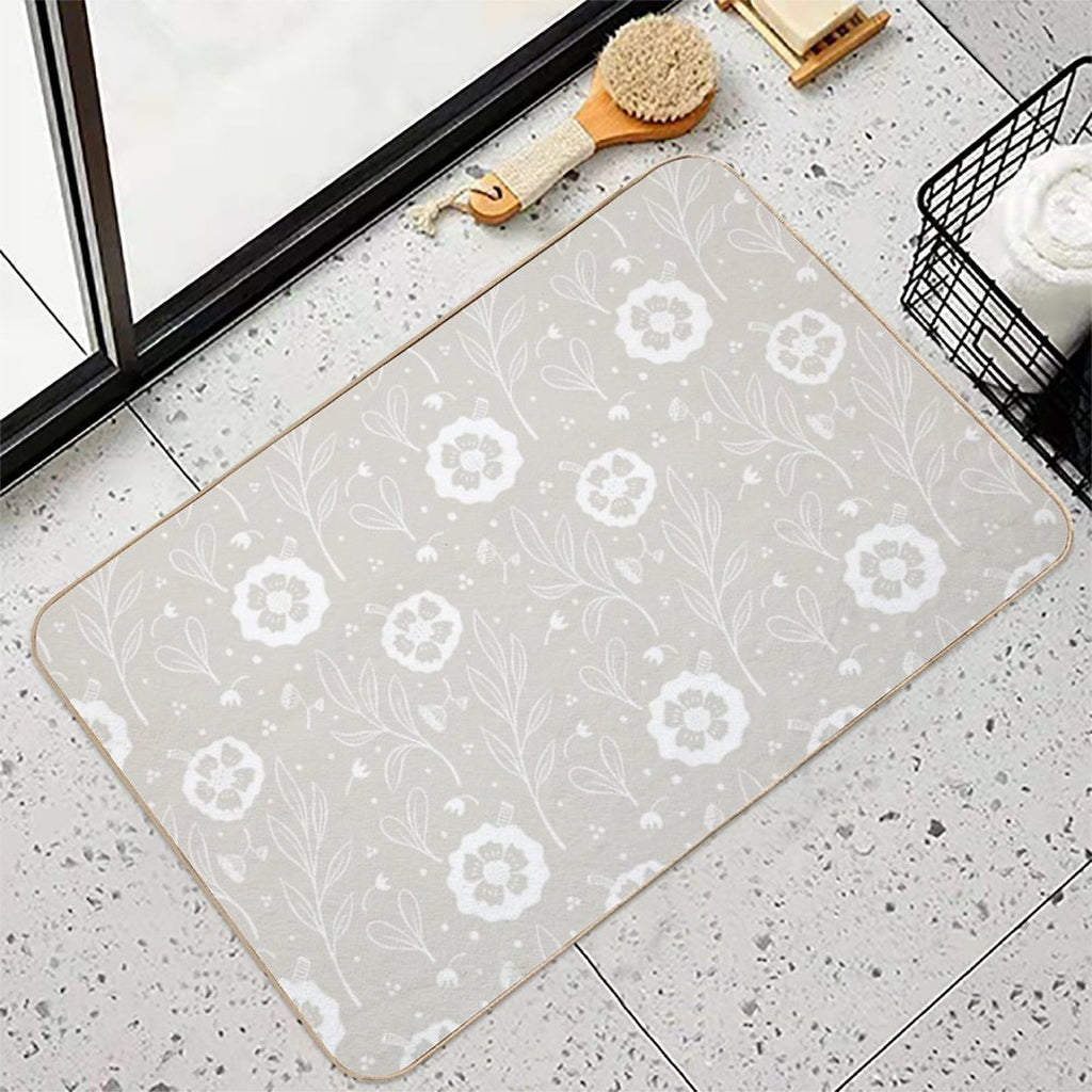 Delicate Doodle Floral Pattern  Toxin-Free Bath Mat