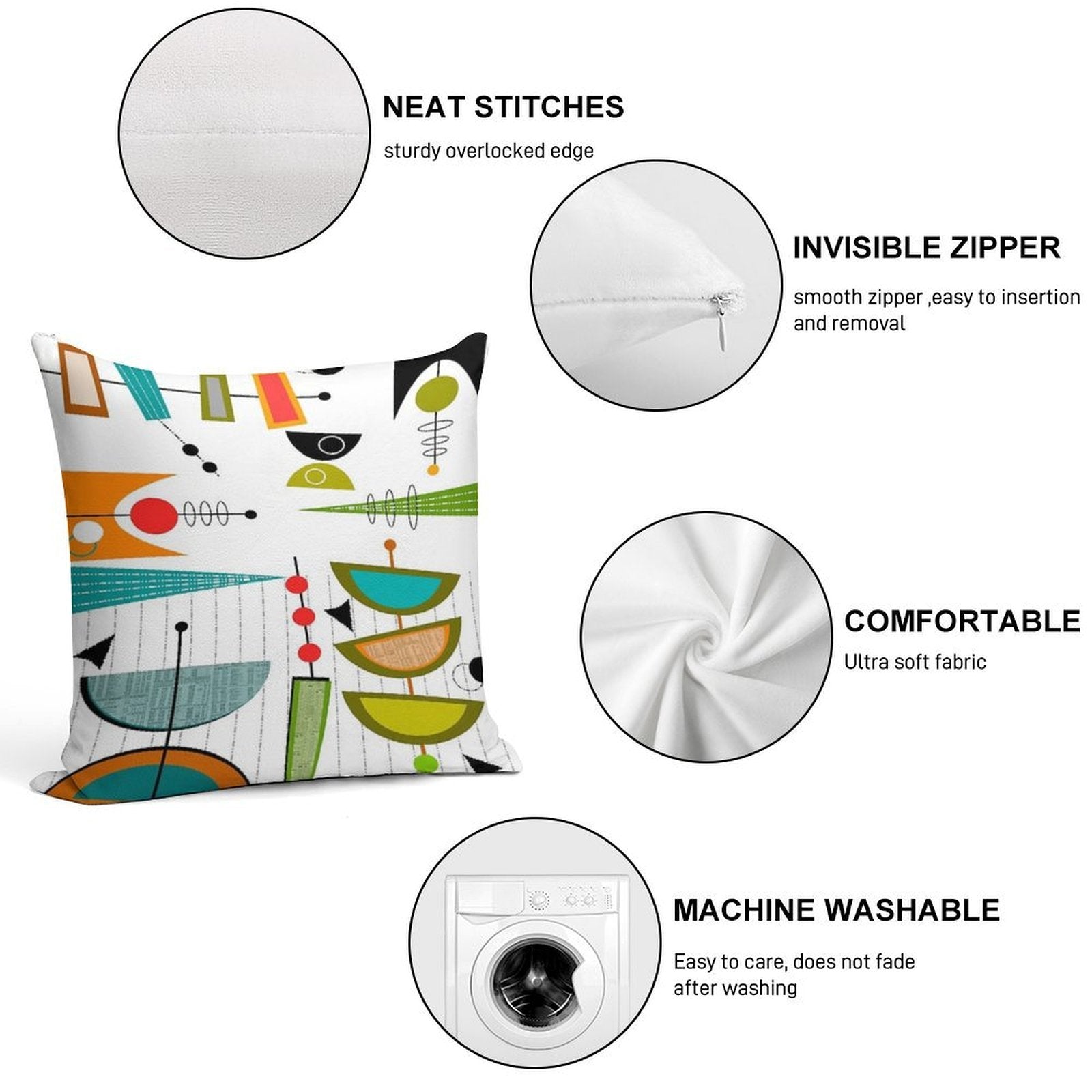 Mid-century Modern Abstract #55 Soft Anti-Pilling Throw Pillow