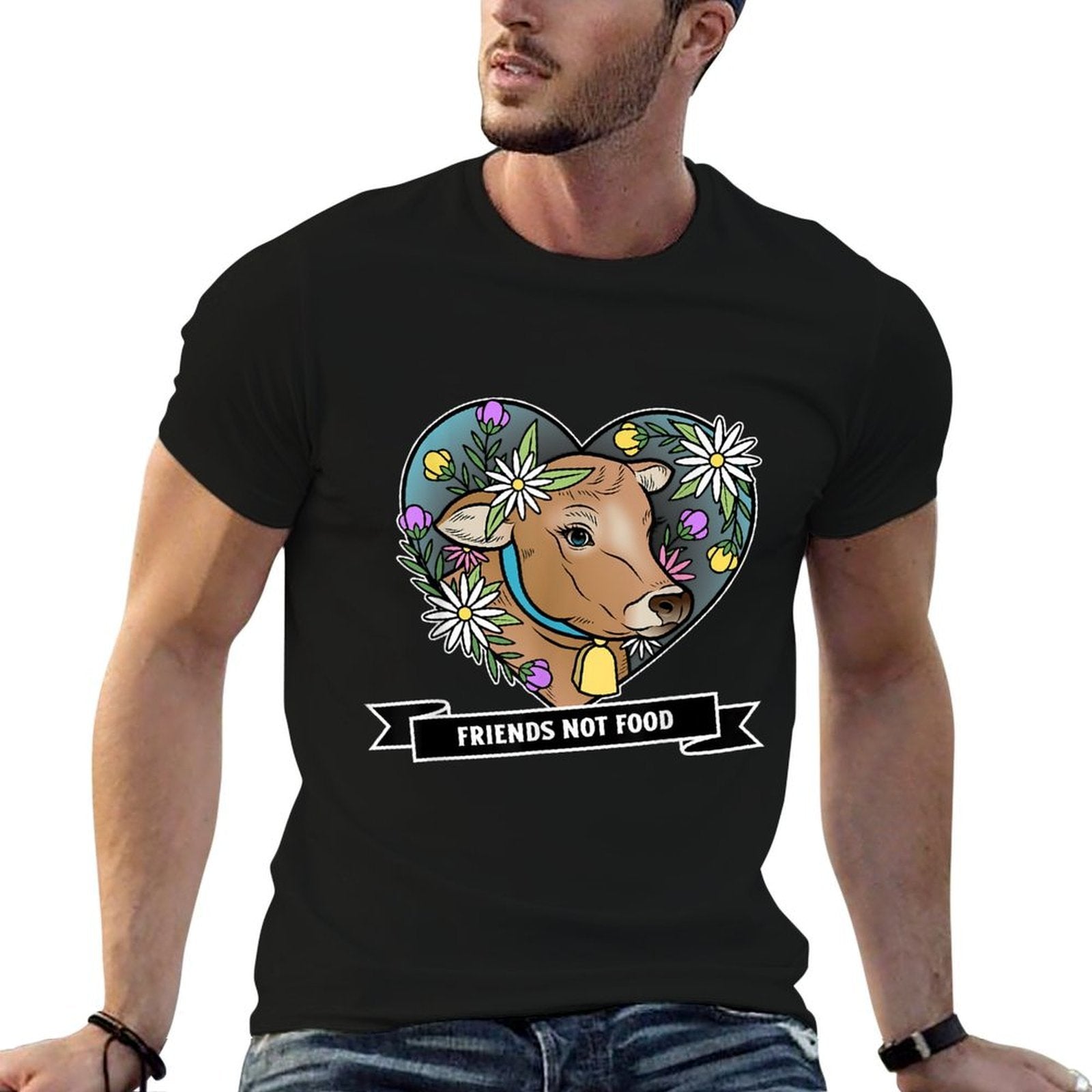 Friends Not Food - Vegetarian Vegan Cute Animal Graphic  Relaxed-fit T-Shirt