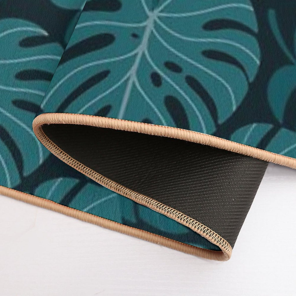 Dark Monstera  Easy To Clean Bath Mat