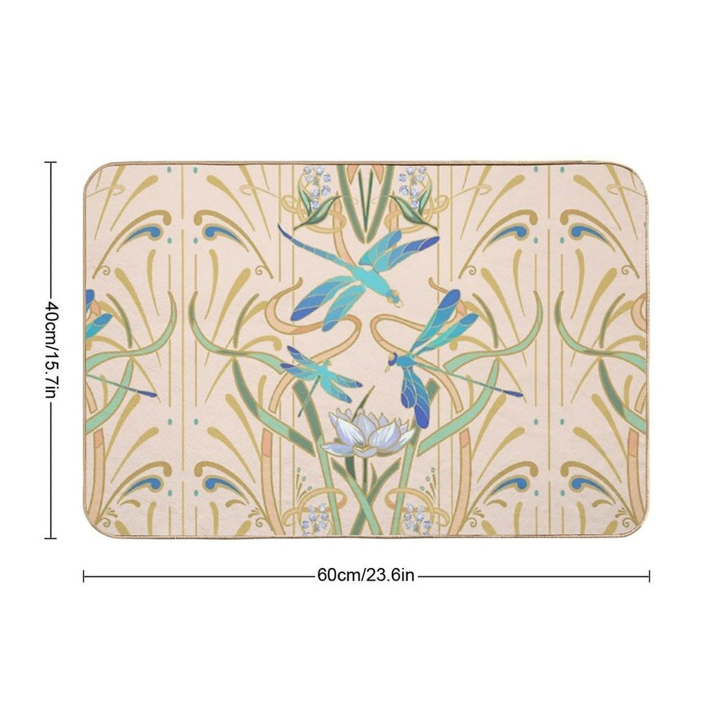Art Nouveau Dragonflies Pattern  Blush  Absorbent Bath Mat