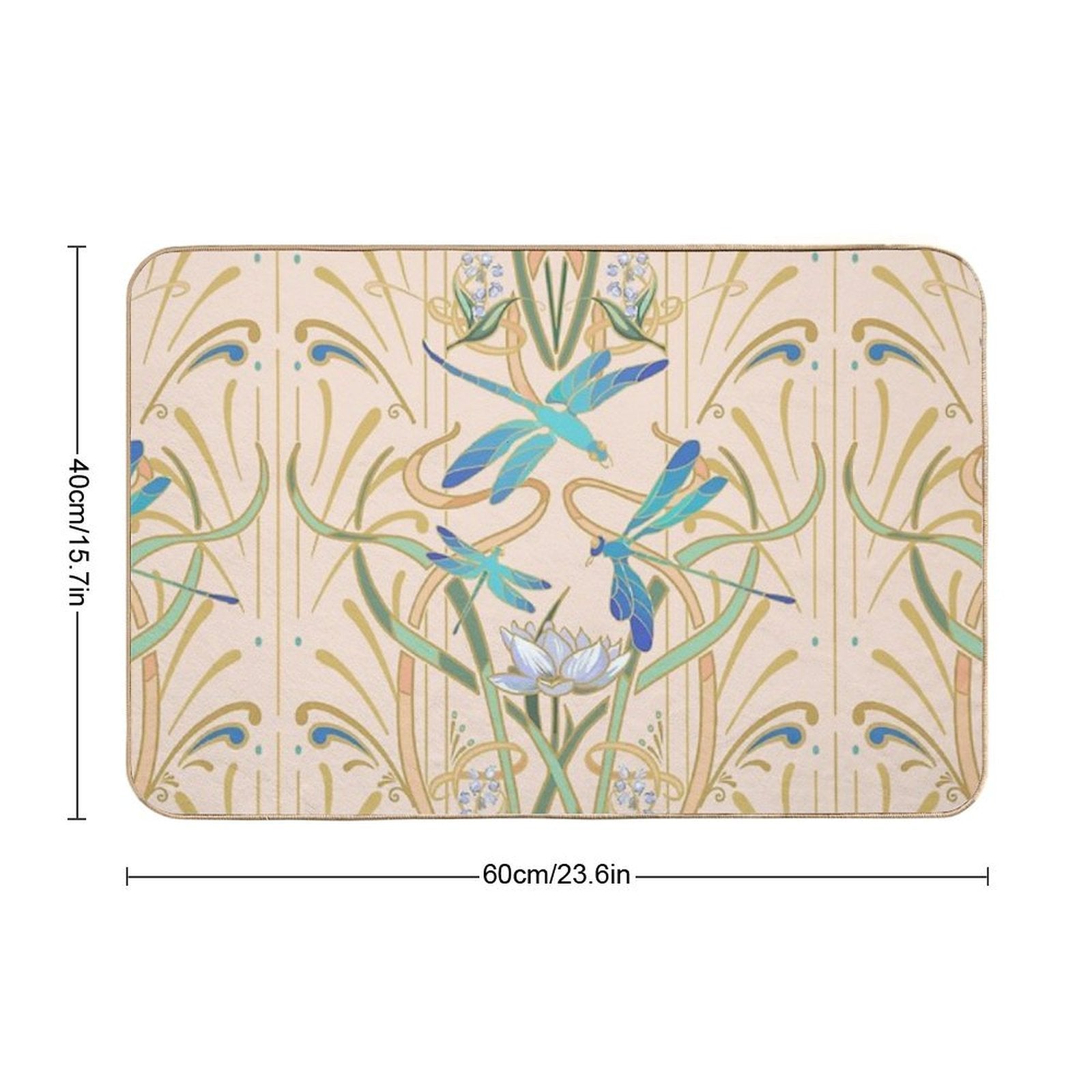 Art Nouveau Dragonflies Pattern  Blush  Absorbent Bath Mat