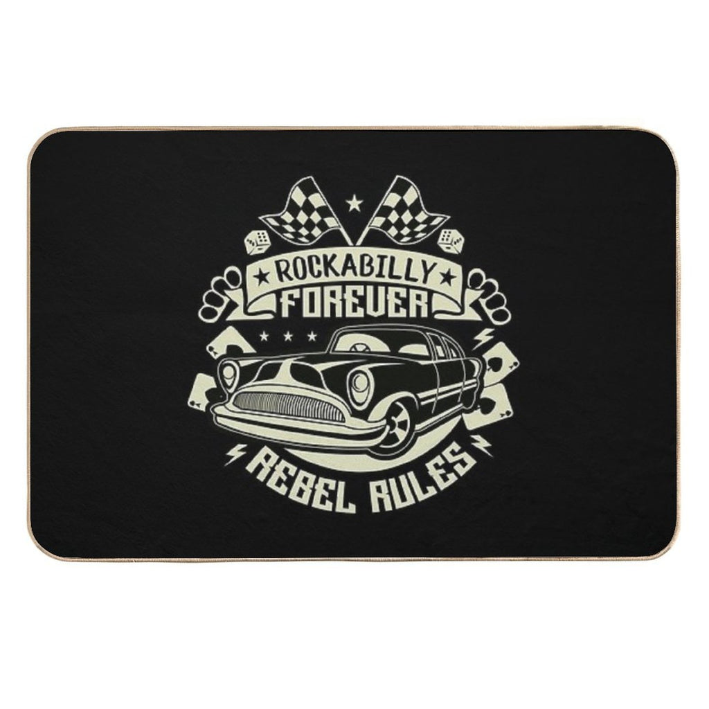 Rockabilly Retro 1950s 60s 70s Vintage Hotrod Classic Rock And Roll  Fade-Resistant Bath Mat