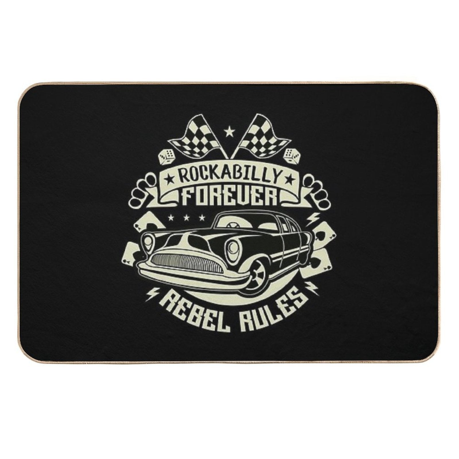 Rockabilly Retro 1950s 60s 70s Vintage Hotrod Classic Rock And Roll  Fade-Resistant Bath Mat