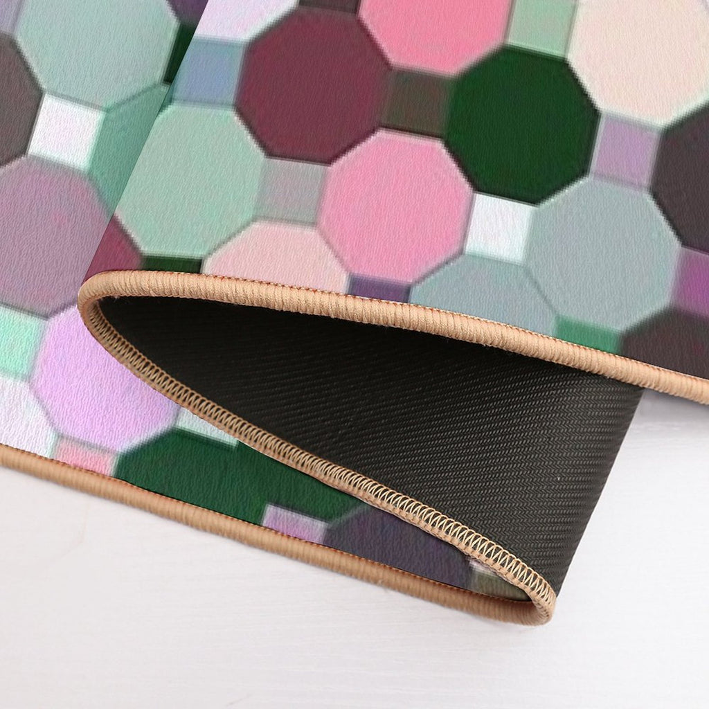 Abstract Green, Pink, Purple And White Octagons  Rapid-Drying Bath Mat