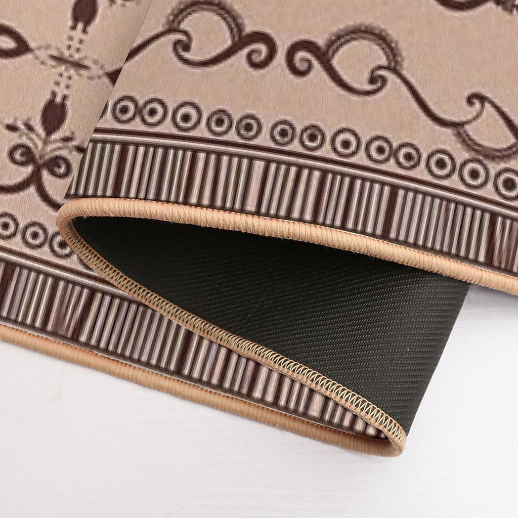 Regular Tan Neutral Egyptian Pattern  Stain-Proof Bath Mat