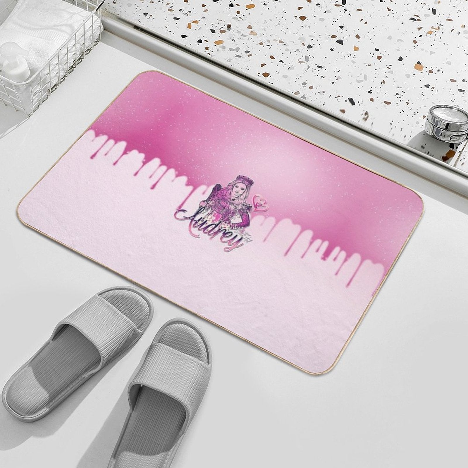 Audrey Descendants (Pretty Pink Princess Queen Girl) Durable Bath Mat