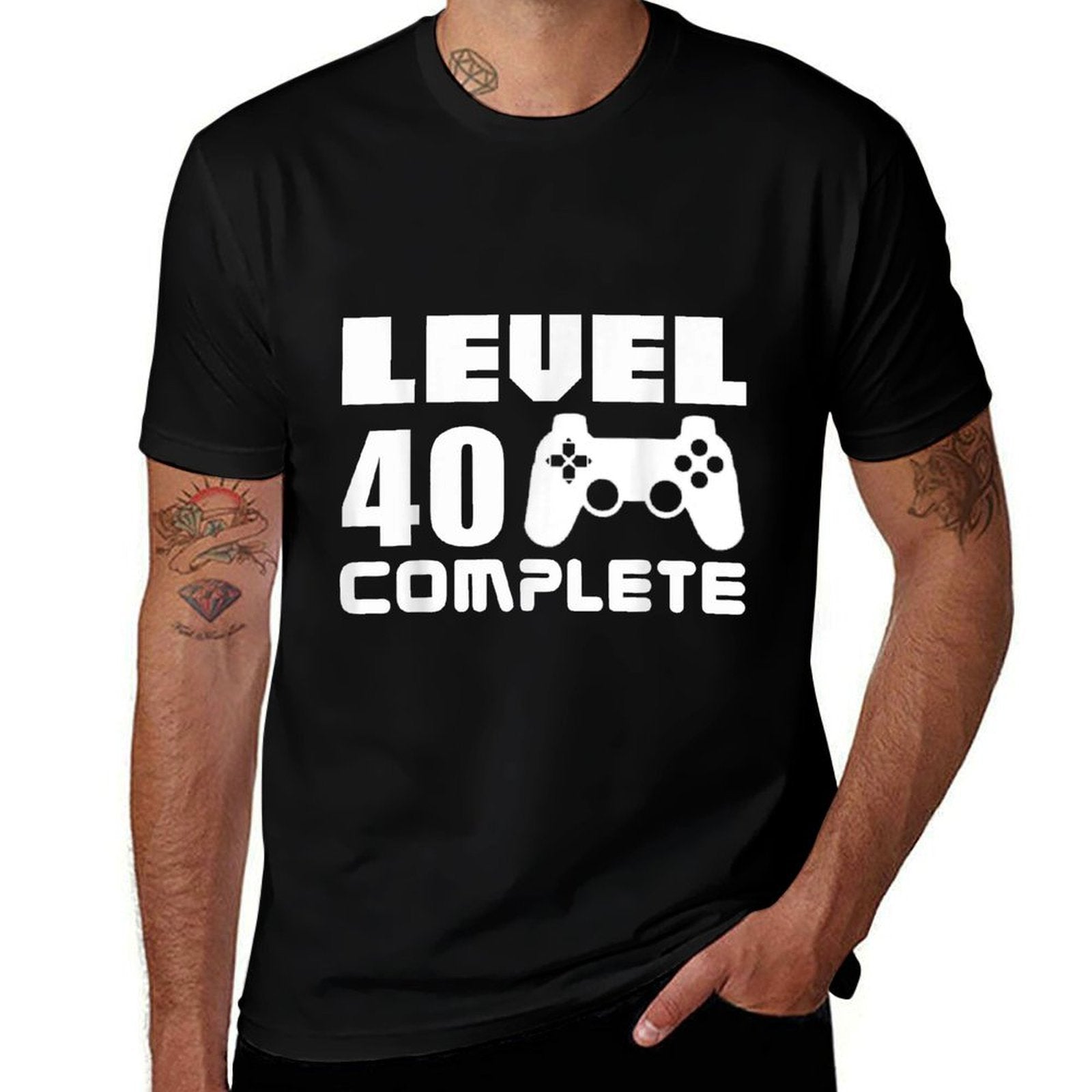 40th Birthday T Level 40 Complete Funny Video Gamer  High-quality Stitching T-Shirt