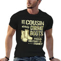 My Cousin Wears Combat Boots Dog Tags Proud Military Family  Relaxed-fit T-Shirt
