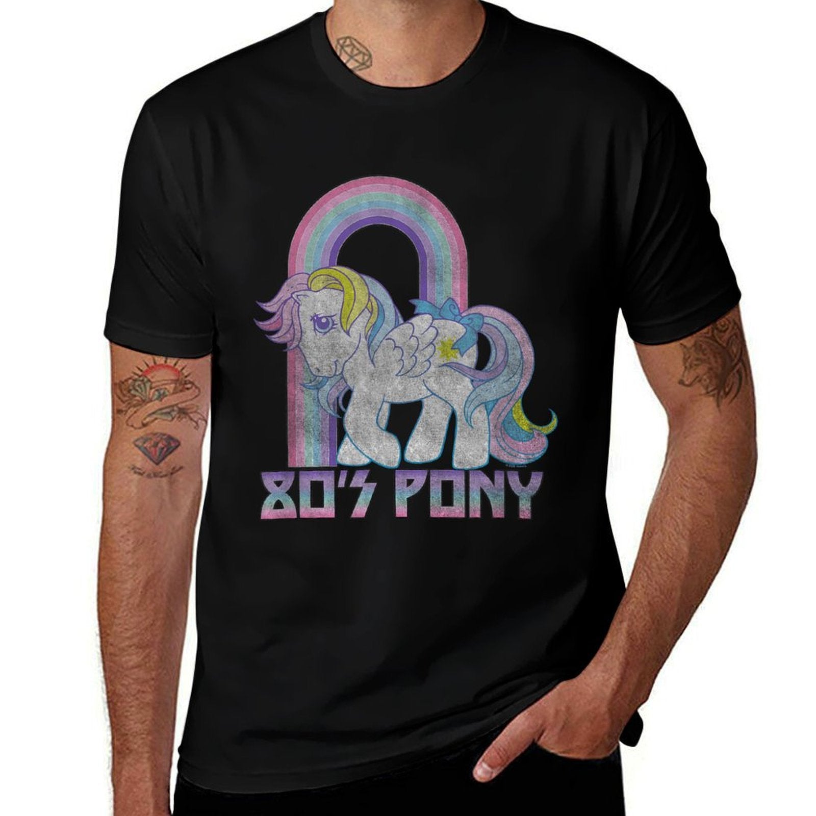 My Little Pony Starshine Retro 80's Pony Rainbow Logo  Summer-ready Fabric T-Shirt