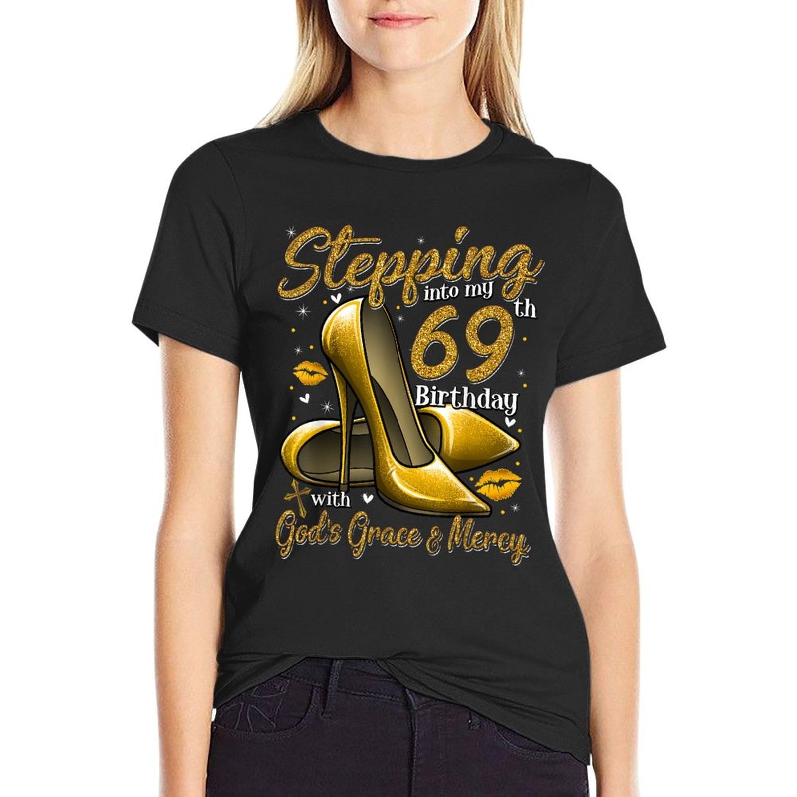 High Heels Stepping Into My 69th Birthday 69 And Fabulous  Heathered Texture T-Shirt