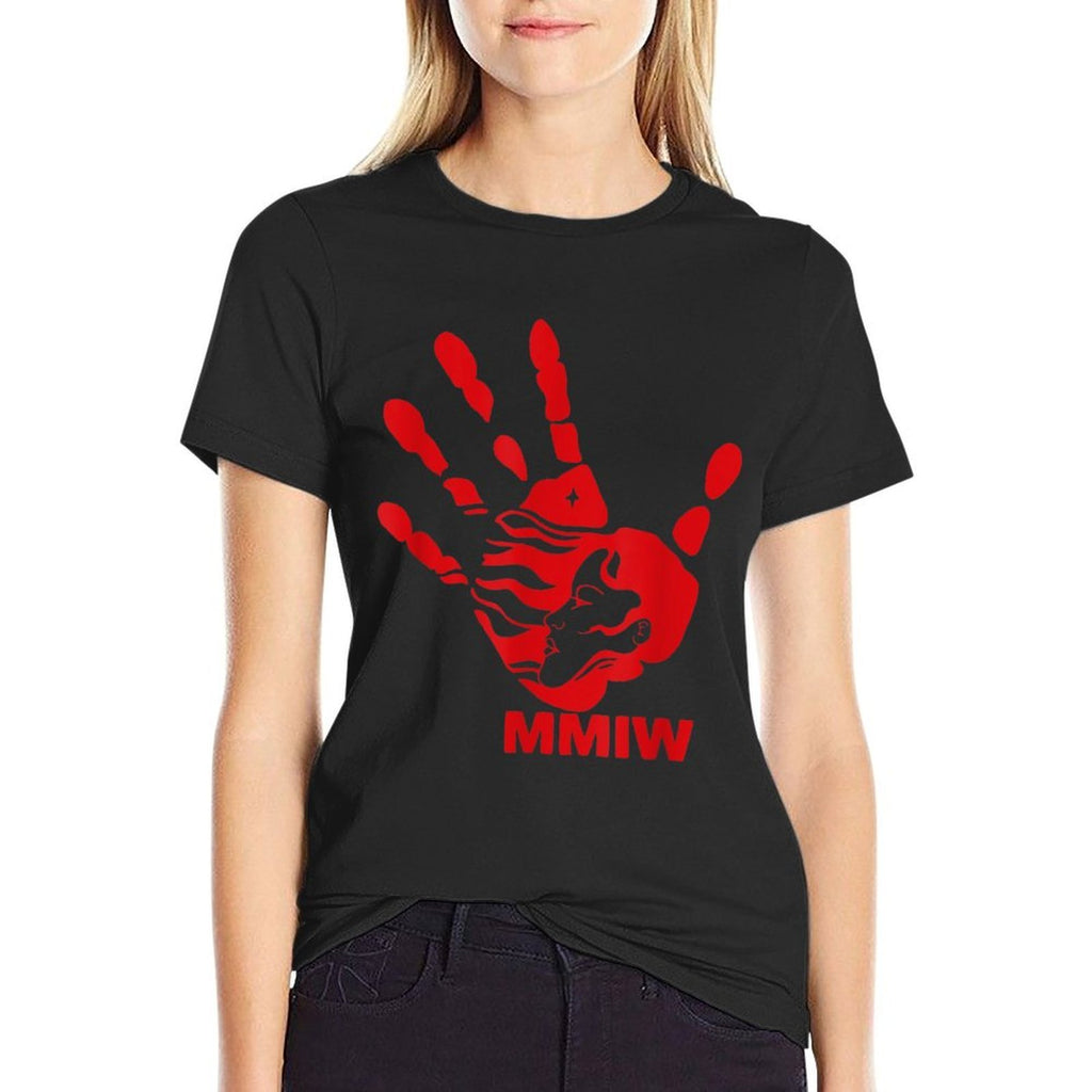 MMIW Red Hand Indigenous Native American MMIW Awareness  Stretchy T-Shirt