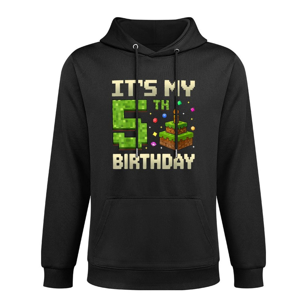 Birthday Boy Its My 5th Birthday Game Pixel Boys Cotton-Polyester Blend Hoodie